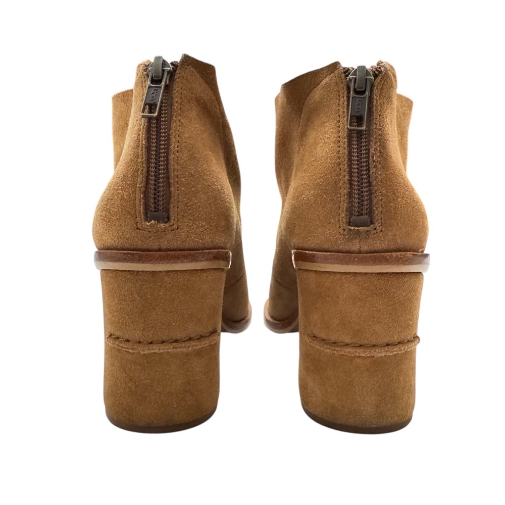 UGG Women's Ginger Chestnut Suede Peep Toe Ankle Boots Sz. 9 - Picture 7 of 12